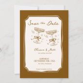 Whimsical Save The Date Champagne with Photo Boho 招待状 (正面)