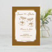 Whimsical Save The Date Champagne with Photo Boho 招待状 (スタンド正面)
