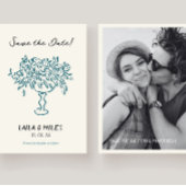 Whimsical Save the date flowers wedding card セーブザデート