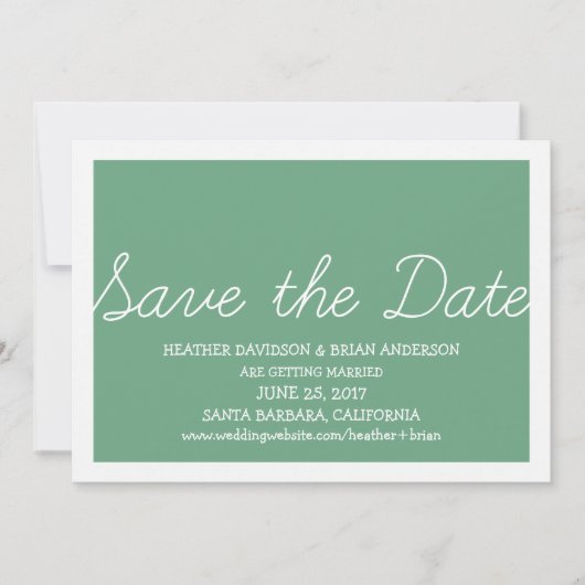  whimsical save the date green 招待状 (正面)