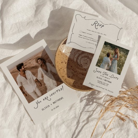 Whimsical Save the Date Photo Minimalist  招待状