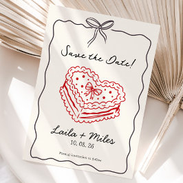 Whimsical Save the date wedding cake heart card  セーブザデート
