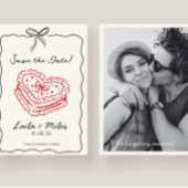 Whimsical Save the date wedding cake heart card セーブザデート