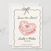 Whimsical Save the date wedding cake heart card セーブザデート (正面)