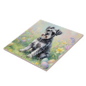 Whimsical Schnauzer with Easter Eggs タイル (側面)