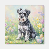 Whimsical Schnauzer with Easter Eggs マグネット (正面)