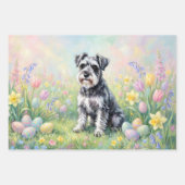 Whimsical Schnauzer with Easter Eggs ラッピングペーパーシート (正面2)