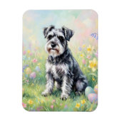 Whimsical Schnauzer with Easter Eggs Flexible マグネット (縦)