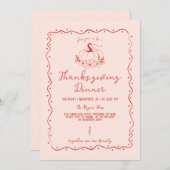 Whimsical Scribble Hand Drawn Pumpkin Thanksgiving 招待状 (正面/裏面)