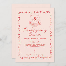 Whimsical Scribble Hand Drawn Pumpkin Thanksgiving 招待状