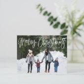 Whimsical Script メリークリスマス 2 枚の写真 シーズンポストカード (スタンド正面)
