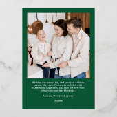 Whimsical Script Bow Green Christmas 2 Photo 箔シーズンカード (裏面)