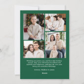 Whimsical Script Bow Green Christmas 5 Photo シーズンカード (裏面)