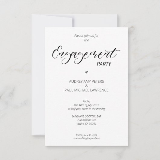 Whimsical Script Custom Photo Couple Engagement 招待状 (裏面)