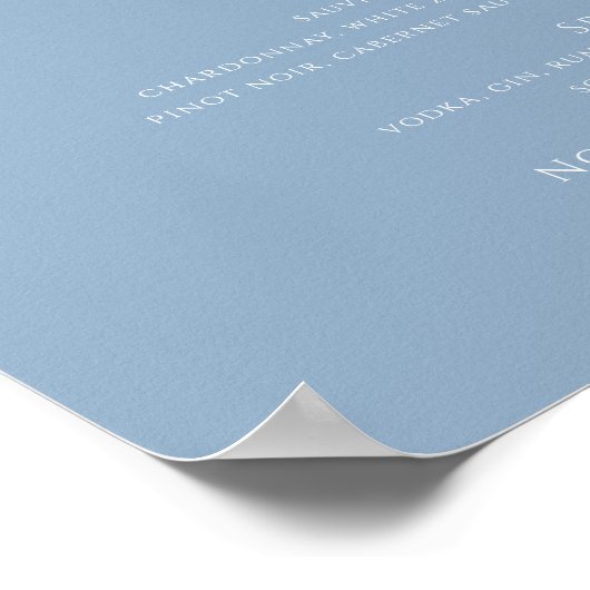 Whimsical Script | Dusty Blue Wedding Drinks Menu ポスター (角)