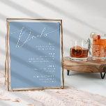 Whimsical Script | Dusty Blue Wedding Drinks Menu ポスター<br><div class="desc">Introducing our stunning whimsical script | dusty blue wedding drinks menu poster perfect for your simple modern boho spring celebration. Our elegant design includes a vibrant bright, pastel color palette with a vintage chic calligraphy script. Whether you prefer a minimalist or classic style, our unique editable product offers luxury and...</div>