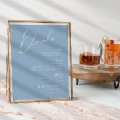 Whimsical Script | Dusty Blue Wedding Drinks Menu ポスター