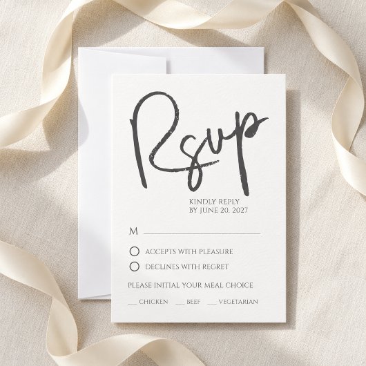 Whimsical Script Nothing Fancy Wedding RSVP Card