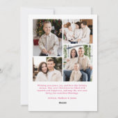 Whimsical Script Pink Bow Christmas 5 Photo シーズンカード (裏面)