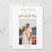 Whimsical Script Quote Photo Christmas Family Gold シーズンカード (正面)