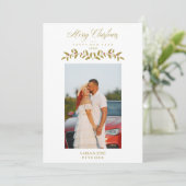 Whimsical Script Quote Photo Christmas Family Gold シーズンカード (スタンド正面)