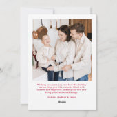 Whimsical Script Red Bow Christmas 2 Photo シーズンカード (裏面)