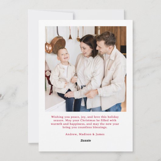 Whimsical Script Red Bow Christmas 2 Photo シーズンカード (裏面)