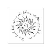 Whimsical Script Sun Flower Custom Library Book  ラバースタンプ (インプリント)