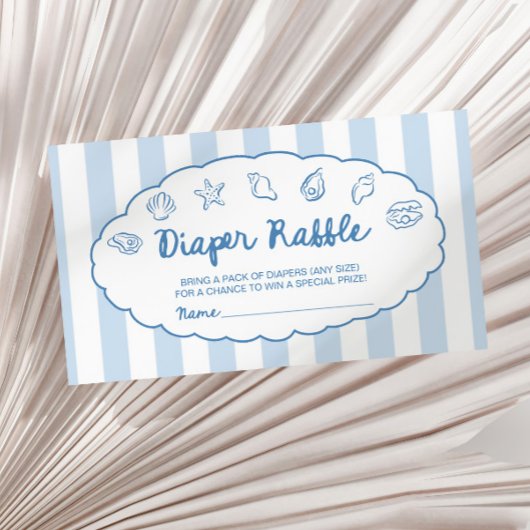 Whimsical Seashell Baby Shower Diaper Raffle  エンクロージャーカード