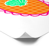 Whimsical Seashell Orange Gingham & Sea Green ポスター (角)