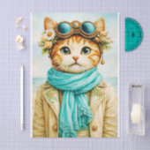  Whimsical Seaside Steampunk Cat FE8 Decoupage 薄葉紙 (クラフト)