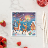 Whimsical Season of Joy Reindeer Colourful Festive スタンダードカクテルナプキン (インサイチュ)