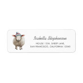 Whimsical Sheep Farm Animal Return Address ラベル (正面)
