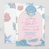 Whimsical Shell All I sea is love bridal shower in 招待状 (正面/裏面)