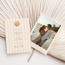 Whimsical Shell Monogram Coastal Wedding セーブザデート
