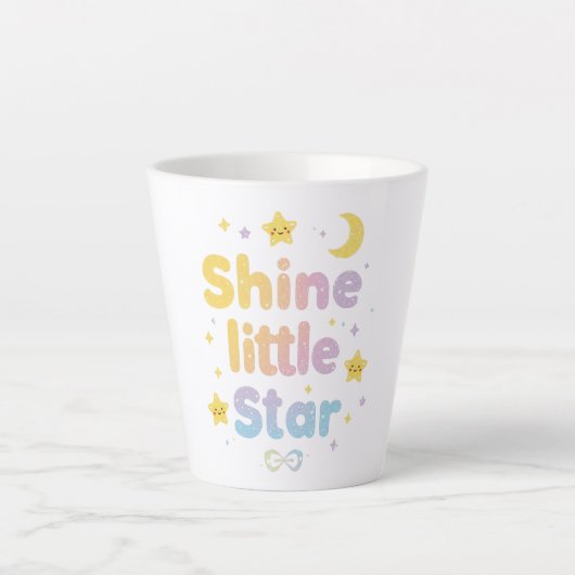 Whimsical "Shine Little Star" for Kids Room カフェラテマグ (正面)
