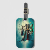 Whimsical Shrimp Boat and Shrimp License Plate ラゲッジタグ (正面縦)