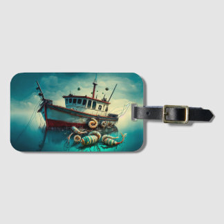 Whimsical Shrimp Boat and Shrimp License Plate ラゲッジタグ