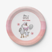 Whimsical Silly Goose 1st Birthday Paper Plates  ペーパープレート (正面)