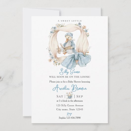 Whimsical Silly Goose Baby Shower Invitation 招待状 (正面)