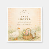 Whimsical Silly Goose Spring Baby Shower スタンダードカクテルナプキン (正面)