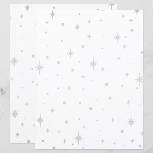 Whimsical Silver Star Junk Journal Paper  (正面/裏面)