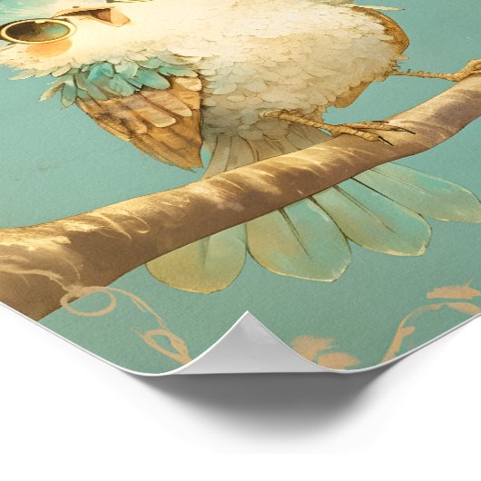 Whimsical Singing Bird Nursery Wall Art ポスター (角)