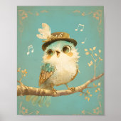 Whimsical Singing Bird Nursery Wall Art  ポスター (正面)