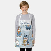 Whimsical Skating Penguins Kids Apron | Custom Nam エプロン (着用した状態)