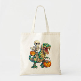 Whimsical Skeleton Riding Mummy T-Rex Halloween  トートバッグ