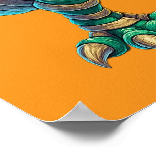 Whimsical Skeleton Riding Mummy T-Rex Halloween  ポスター (角)