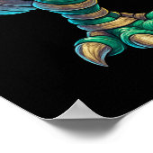 Whimsical Skeleton Riding Mummy T-Rex Halloween ポスター (角)