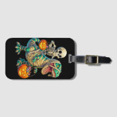 Whimsical Skeleton Riding Mummy T-Rex Halloween  ラゲッジタグ (正面横)