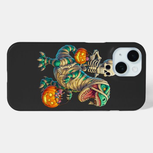 Whimsical Skeleton Riding Mummy T-Rex Halloween Case-Mate iPhoneケース (裏面 (横))
